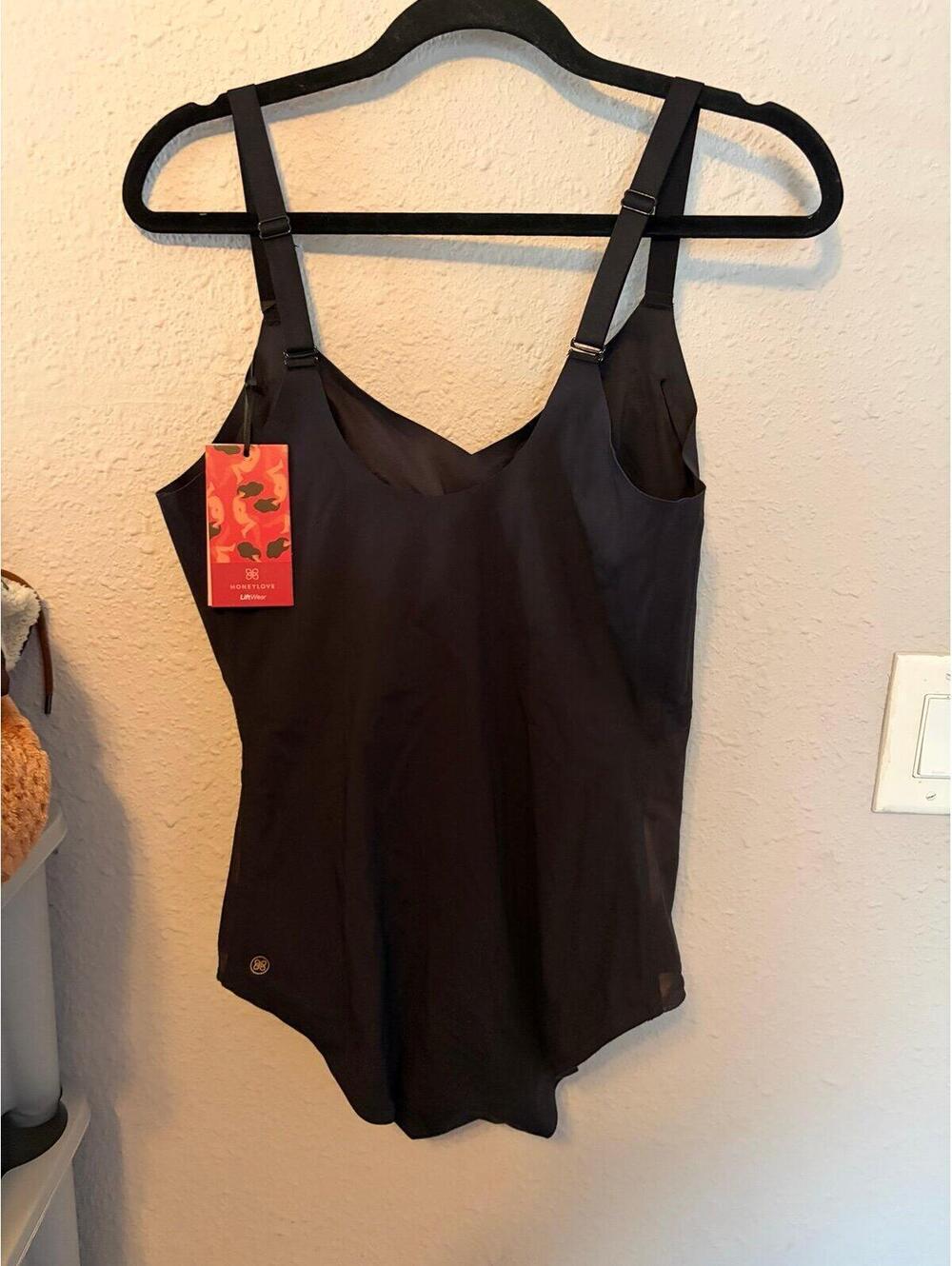 NWT HoneyLove LiftWear Cami Bodysuit Black size 1X Petite. On website for $99 - Picture 6 of 9